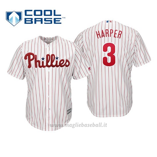 Maglia Baseball Bambino Philadelphia Phillies Bryce Harper Cool Base 1ªBianco